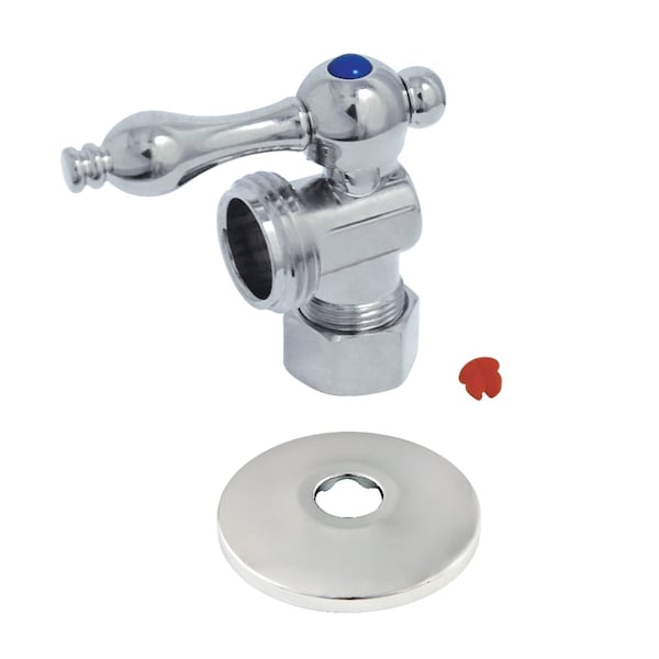 5/8" OD X 3/4" Hose Thread Qrtr-Turn Angle Stop Valve W/Flange